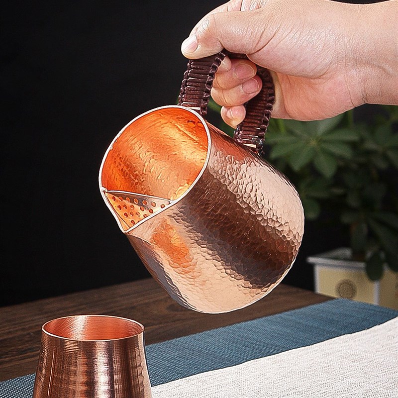 铜烧水壶大容量煮茶壶公道杯手工加厚铜壶中式R复古壶中式公道杯