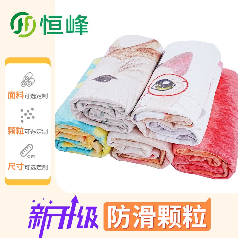 双面绒瑜伽铺巾防滑颗粒印花辅助垫巾健身便携速干面料瑜伽铺巾