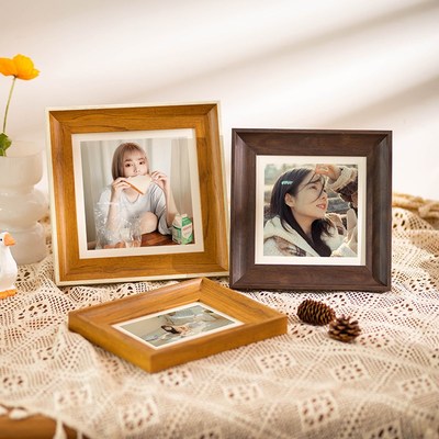 洗相片带相框摆台正方形冲印打印加做成照片木质五5六6七7八8十寸