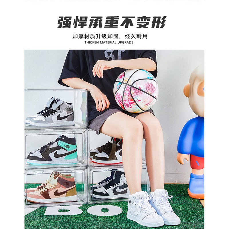 TLDY BOX全透明亚克力透明鞋盒收纳盒磁吸鞋盒抽屉折叠式Aj球鞋墙