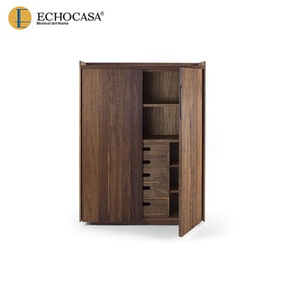 ECHOCASA 实木鞋柜意式极简卧室柜子储物柜现代简约黑胡桃木边柜