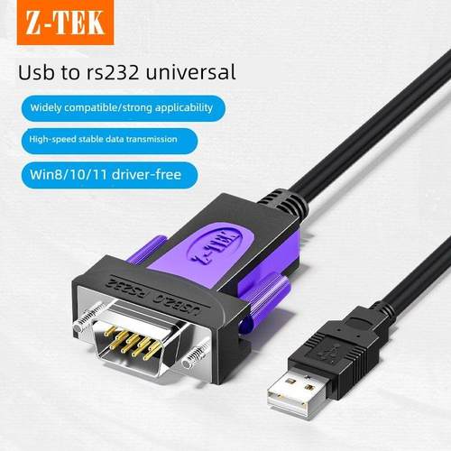 Z-Tek USB转232串口电缆公db9针工业级Com转换模块适用于Win11免