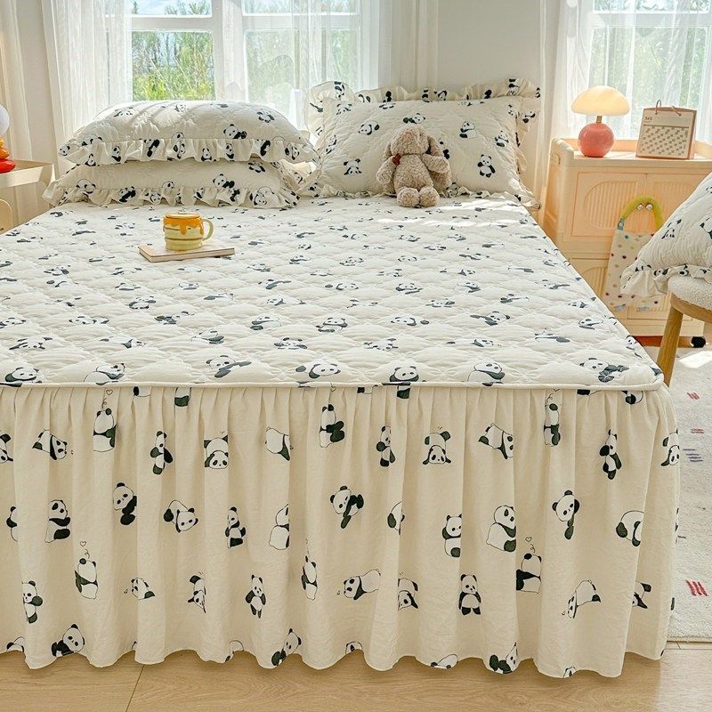 水洗棉夹棉床裙公主风防滑花边款床罩套防滑全包裹床罩枕套三件套,床上用品,床裙,淘宝优惠券,粉丝福利购,淘宝优惠卷