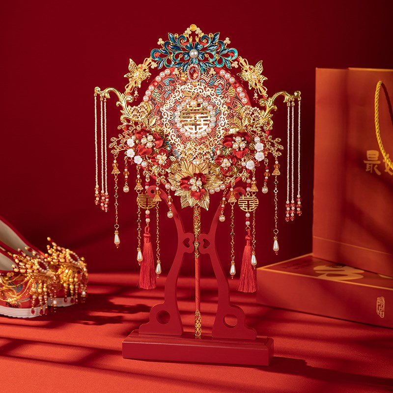 舞绣缘团扇新娘结婚重工中式婚礼出嫁高级秀禾扇子手工diy材料包