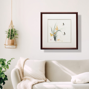 饰挂画 54顾氏手工苏绣素雅兰花草 小幅餐厅玄关走廊乔迁礼品装