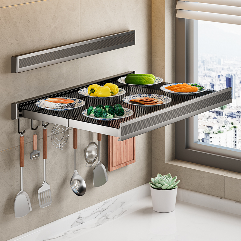 厨房可折叠备菜h架置物架收纳神器省空间多功能墙上隐形配菜壁挂