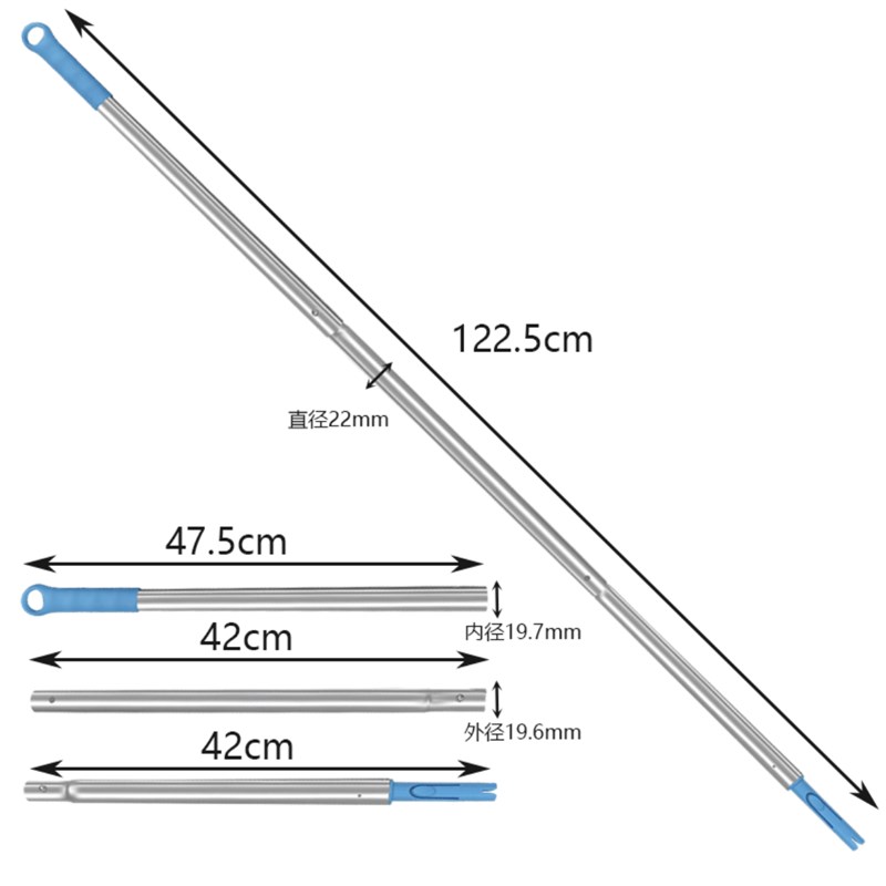 轻喜康多多58到家保洁阿姨二节加粗铝杆可伸缩平板拖把拼接杆