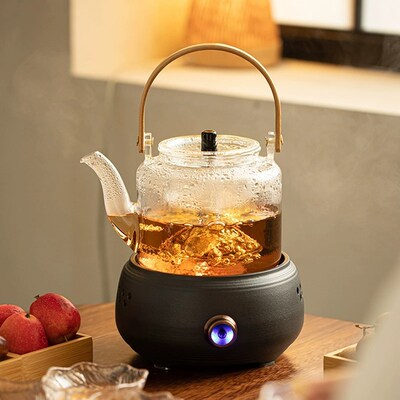 简约陶瓷电陶炉小型围炉煮茶壶家用茶水分离玻璃茶壶电热茶炉套装