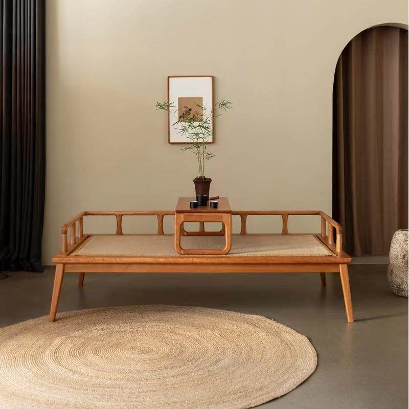 北美樱桃木新中式沙发床禅意黑胡桃木罗汉床现代简约客厅茶室原木