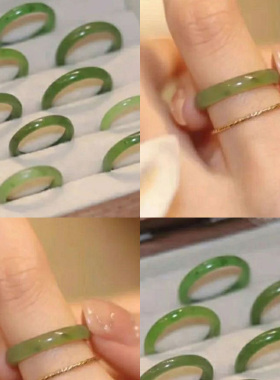 青梅绿茶素圈戒指环菩提根手w工自制diy古风情侣白茶清欢闺蜜饰品