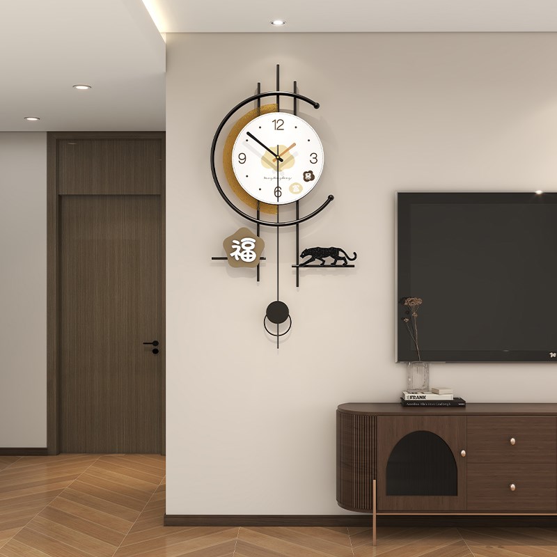 中古风挂钟客厅2025新款轻奢高级感时钟K挂墙现代简约家用装饰时