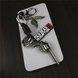 荒野大嫖客周边左轮枪模挂件汽车钥匙链钥匙扣个性创意男女饰品