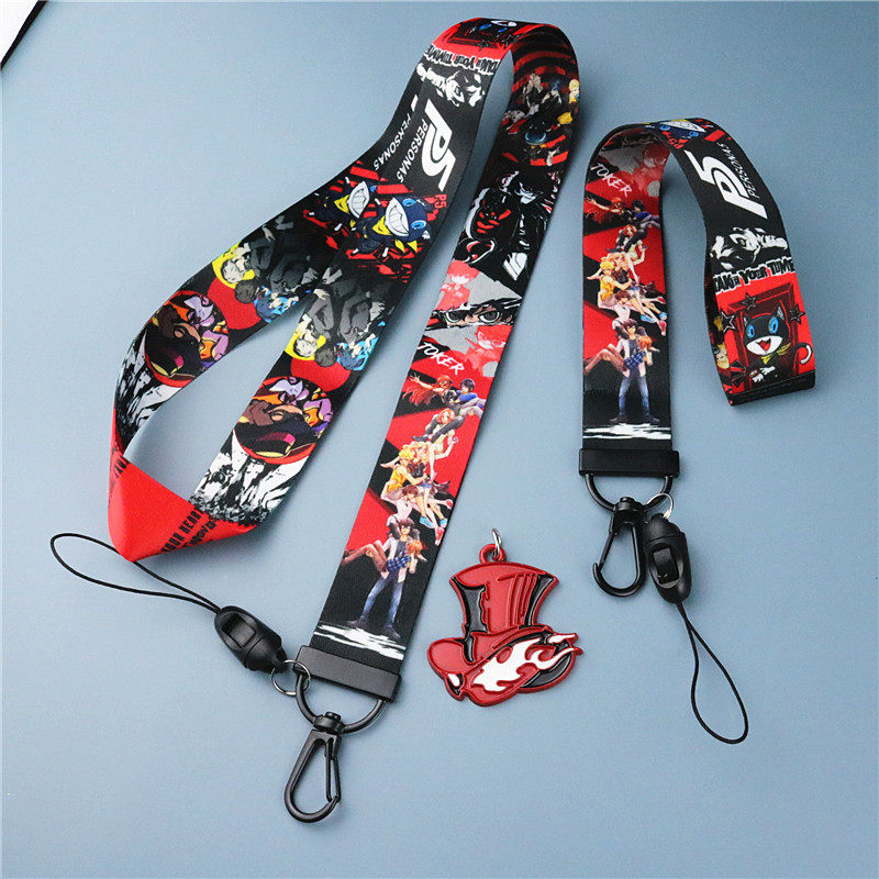 女神异闻录5手机挂绳印花飘带挂脖怪盗团标志钥匙扣链金属包挂件