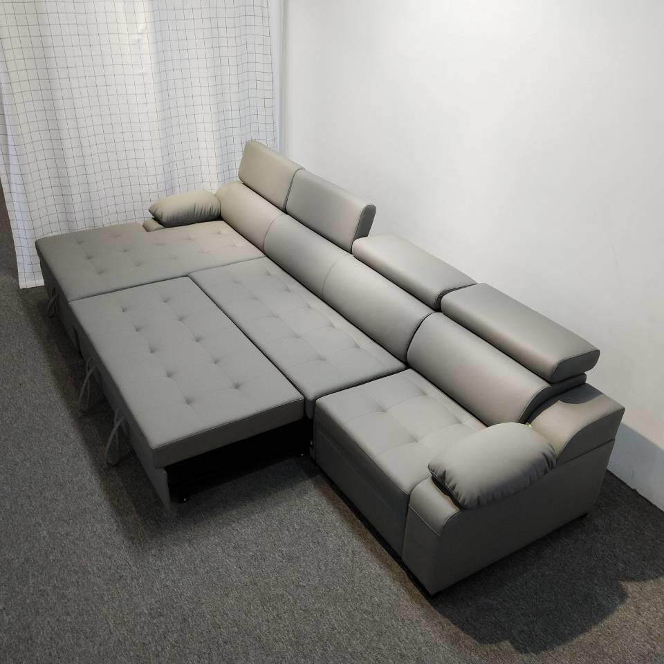 皮艺多功能沙发床小户型储物沙发转角贵妃组合折叠沙发床两用