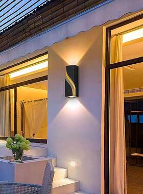 0-10V可调光简约现代雅黑色走廊过道壁灯极简led户外防水创意2