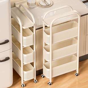 冰箱顶置物架家用厨房缝隙收纳架窄柜厕所冰箱侧推车空间利用