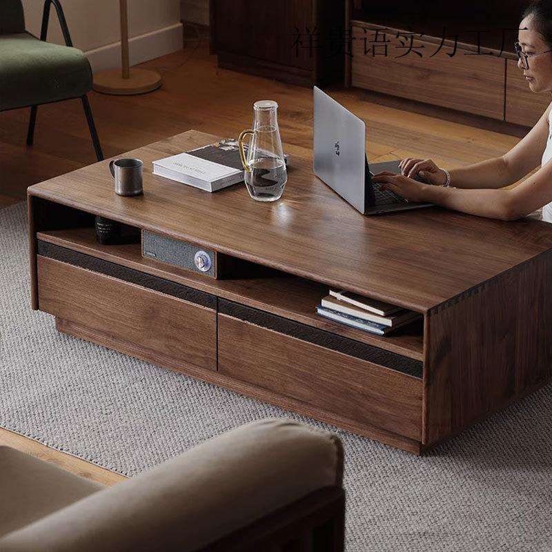 黑胡桃木茶几纯实木茶几简约现代茶台茶桌小户型客厅家用