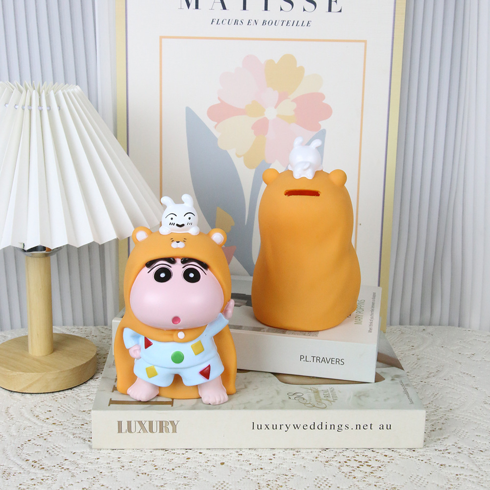 蜡笔小新大号卡通睡衣披风小新趣味存钱罐储蓄罐儿童收纳桌面摆件