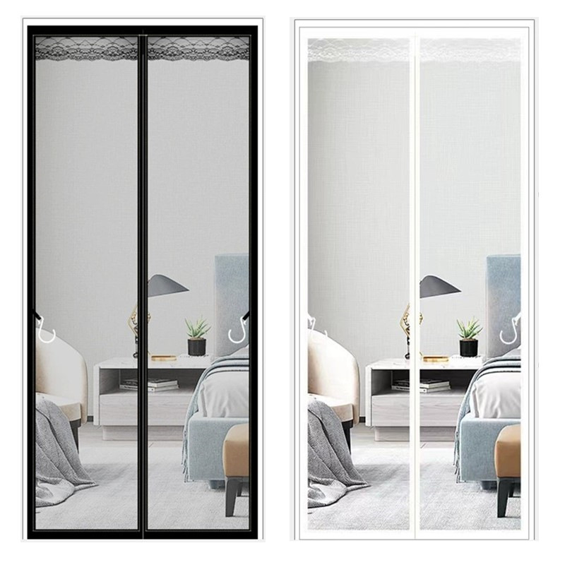 防蚊门帘魔术贴自粘磁吸纱门纱窗家用夏季纱帘加厚免打孔纯色黑色