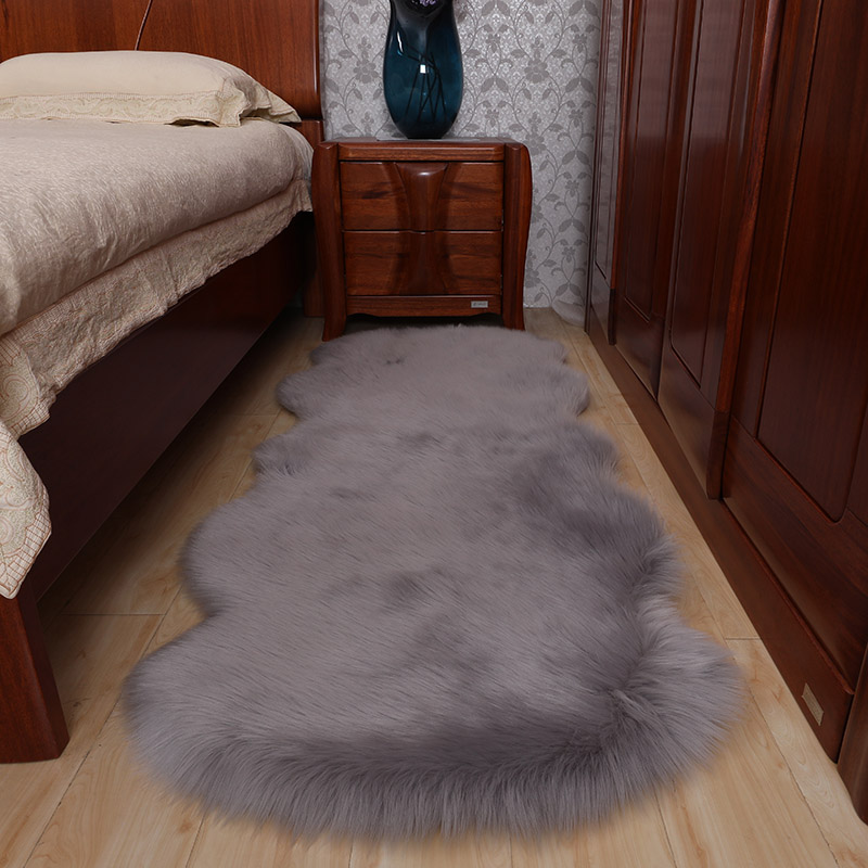 毛绒卧室地毯床边毛毯白色毛毛毯不规则简约地毯拍照背景毯沙发垫