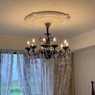 黑色蜡烛灯复古法式 高端大灯大气餐厅灯 客厅吊灯水晶房间主灯欧式