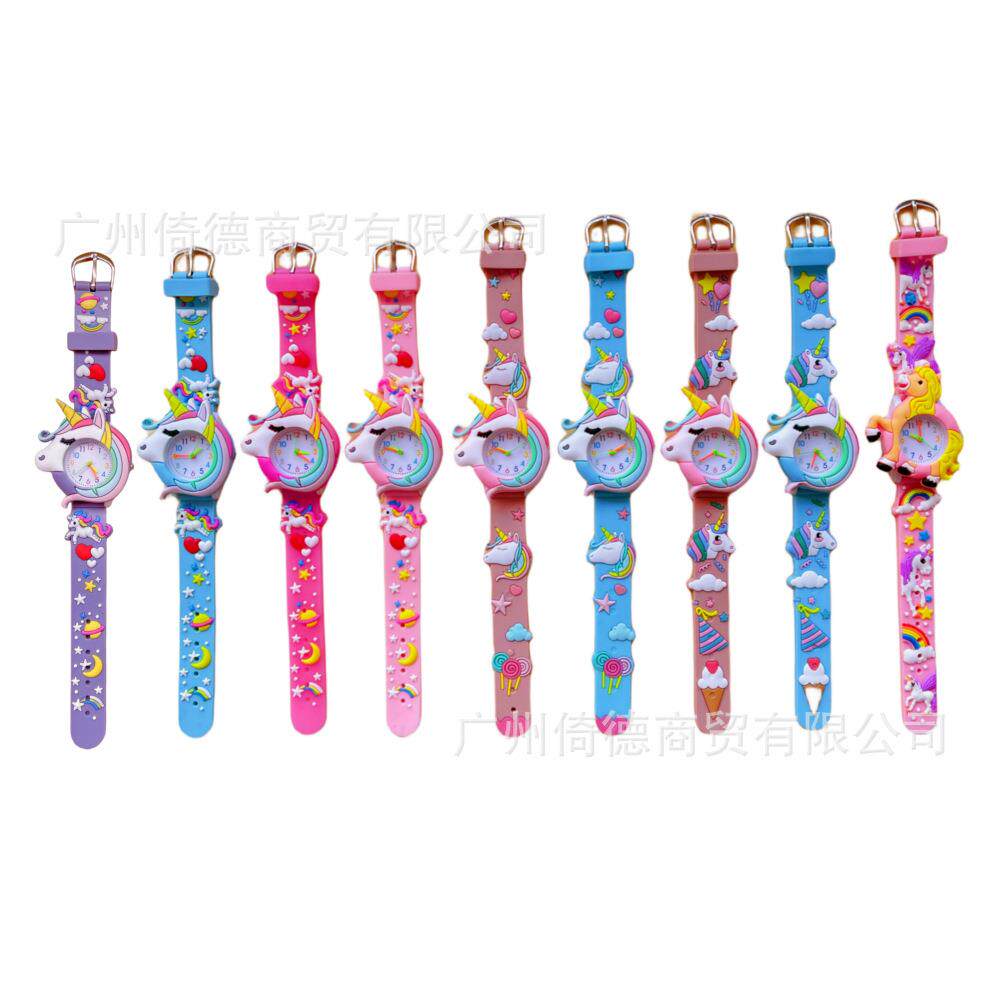 2024厂家供应外贸爆款卡通儿童表硅胶3D学生可爱石英儿童手表包邮