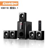 Goldpo 带遥控 H3811B蓝牙5.1家庭影院音箱木质低音炮音响全英文版