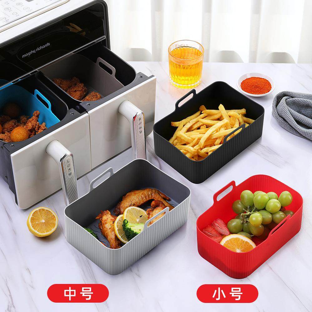 跨境新品Air Fryer Silicone Po空气炸锅硅胶烤盘长方形托盘现货