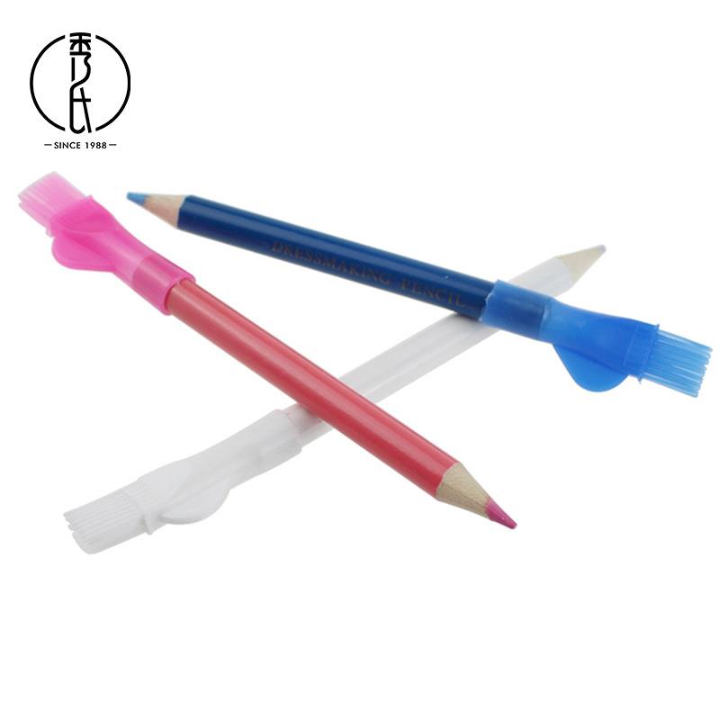 裁缝笔带刷子3支装 布料记号笔 彩色绘图划线用笔 DIY裁衣划粉笔