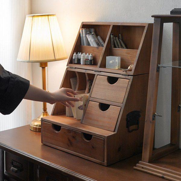 闻森家居复古桌面展示柜整理收纳盒实木多层抽屉式中古桌上置物架,住宅家具,家用陈列柜,淘宝优惠券,粉丝福利购,淘宝优惠卷