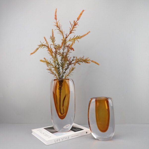 现简约琥珀色琉璃花摆件茶几客厅桌面电视柜样板房家居装饰品,家居饰品,花瓶,淘宝优惠券,粉丝福利购,淘宝优惠卷