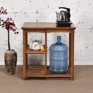 红木家具 鸡翅木小茶几实木茶水台置物架中式餐边柜 阳台茶桌边几