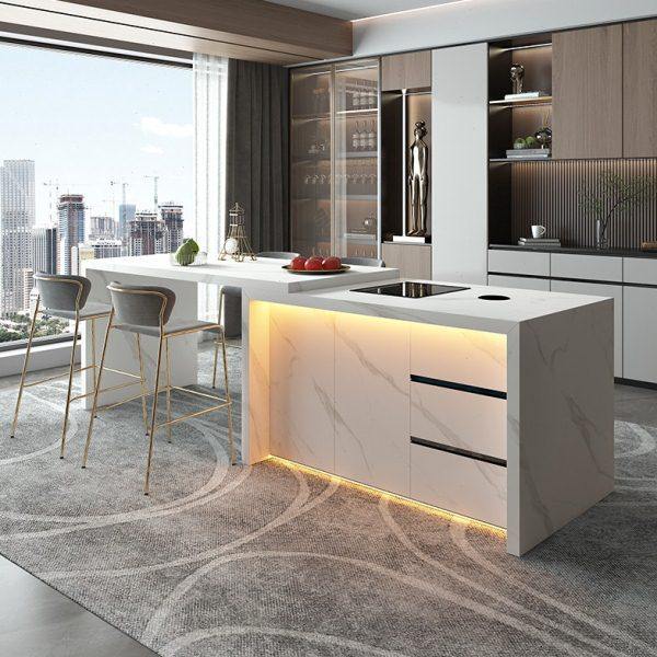 齐平岛台餐桌一体家用可伸缩高级岩板定制厨房餐厅吧台导台加倒台,住宅家具,岛台餐桌,淘宝优惠券,粉丝福利购,淘宝优惠卷