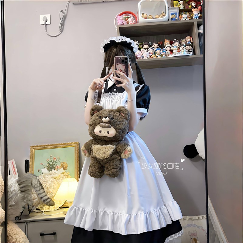MIAO:贵族英式长款女仆装黑白动漫cos服大码男仆女佣装连衣裙