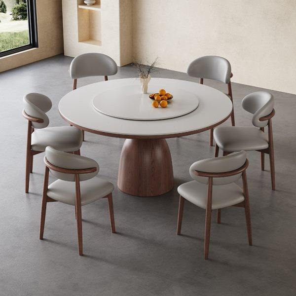 轻奢实木岩板餐桌椅组合现代简约家用电磁炉大圆桌带转盘圆形饭桌,住宅家具,岩板餐桌,淘宝优惠券,粉丝福利购,淘宝优惠卷