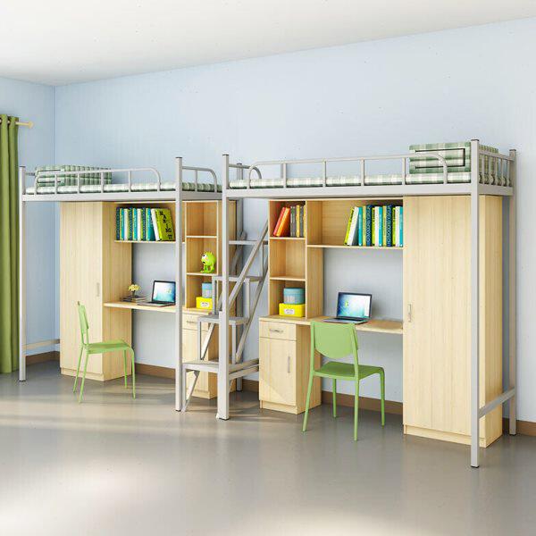 衣柜公寓双层床学生铁床书架组合多功能木床宿舍上下铺员工双人床