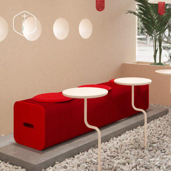 原创琴凳高长条凳展会客厅家用餐凳风家具时尚红色简约现代十八纸