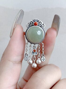 民族风高级可调节复古风百搭个性环质面女款开口大气流苏蛋感戒指