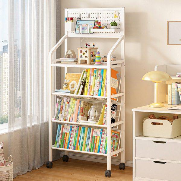 铁艺书架落地置物架可移动带轮儿童小书柜多层家用简易推车收纳架,收纳整理,书桌收纳置物架,淘宝优惠券,粉丝福利购,淘宝优惠卷