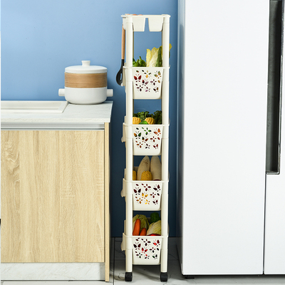 加厚蔬菜篮子收纳筐塑料厨房调料推车置物架落地多层收纳架子家用