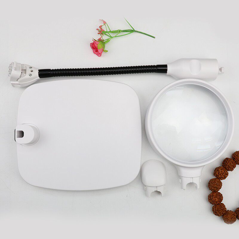 新款120mm六LED灯插电式维修阅读照明多功能工作台灯式10倍放大镜