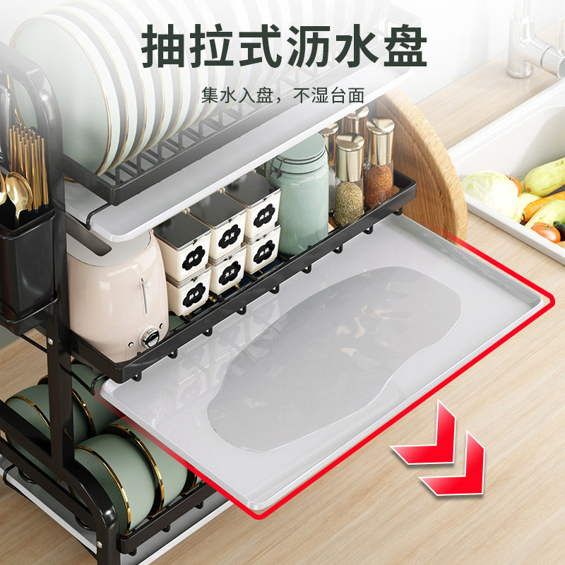 新疆包邮厨房碗筷盘子沥水架置物架不锈钢家用多功能碗柜收纳盒