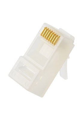 黑白色CAT5E超五类网线水晶头千兆RJ45网络接头镀金50U赛钢耐折弯