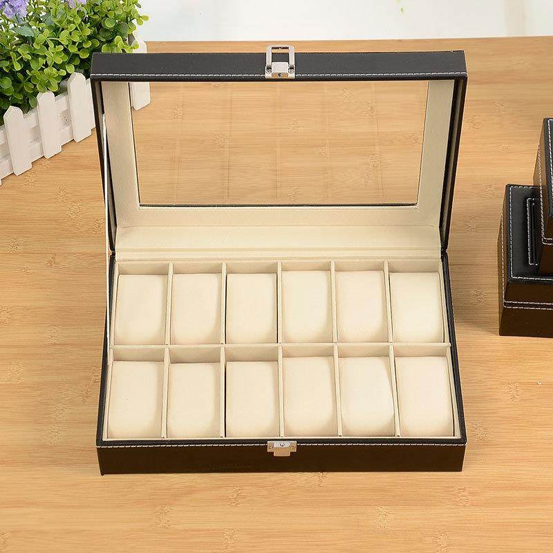 现货12位手表盒手表收纳箱手表包装盒皮革盒子多功能收纳盒