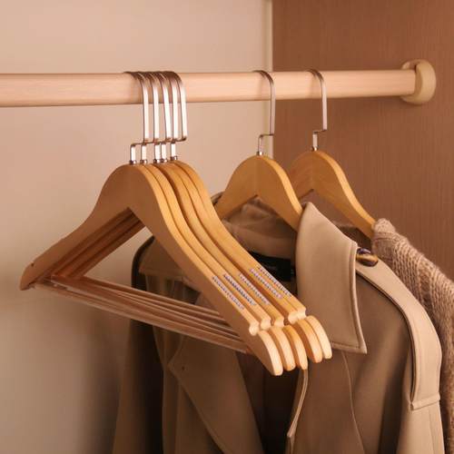 植绒实木衣架防滑无痕酒店服装店家用整理师专用挂衣撑衣架子