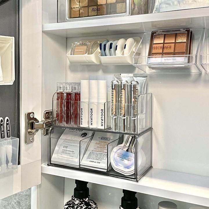 懒人学堂镜柜收纳盒浴室柜子隔板卫生间抽屉化妆品置物架分隔防尘