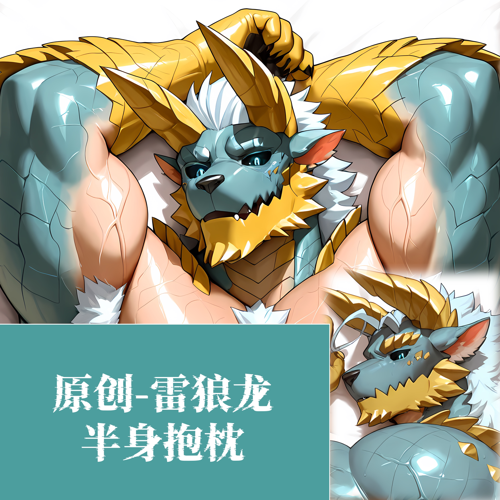 原创-半身抱枕靠枕小枕头芯套定制怪物猎人-雷狼龙二次元游戏动漫