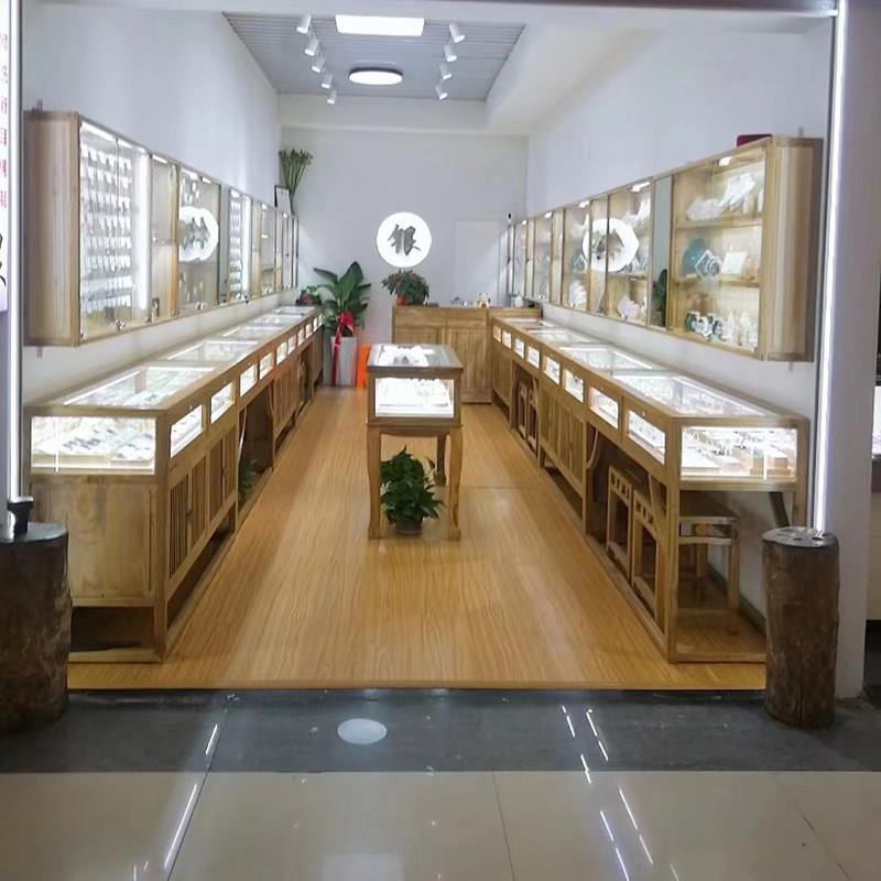 实木中式珠宝柜台精品展示架陈列柜玻璃玉石器古玩首饰柜矮柜货架