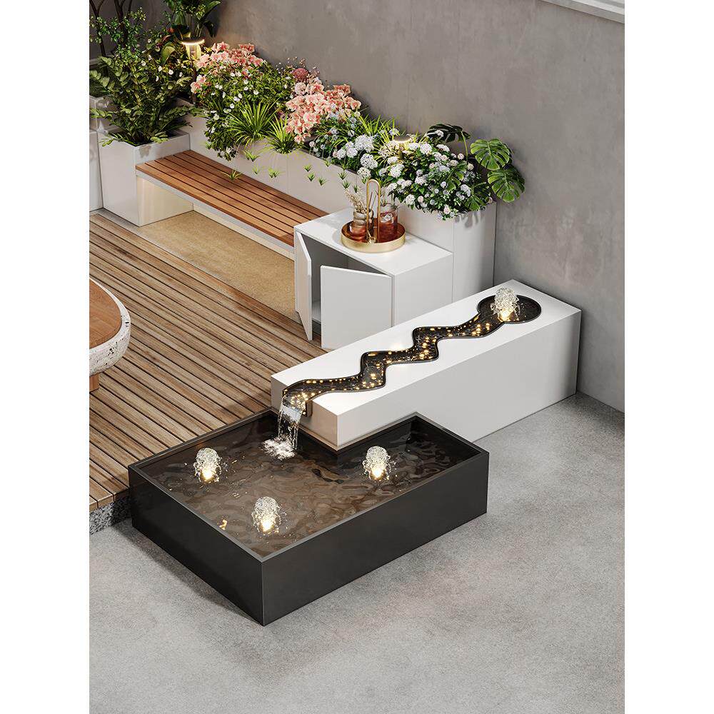 不锈钢流水鱼池庭院流水摆件水池成品鱼池喷泉涌泉叠水瀑布池摆件