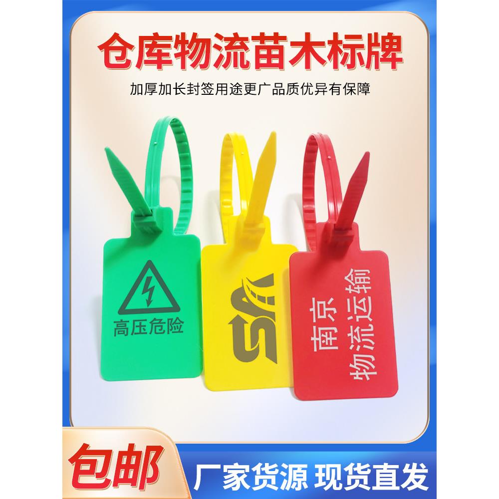 定制一次性塑料封条园林苗木扎带集装箱手写加大标牌记号标签物流